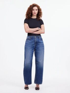 The Curvy Darted Barrel-Leg Jean in Irmo Wash